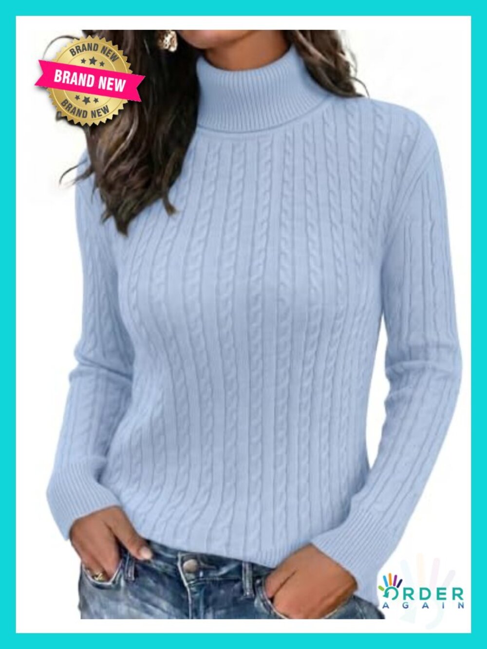 Zeagoo Women's Cable Knit Turtleneck Long Sleeve Pullover Sweater Fall